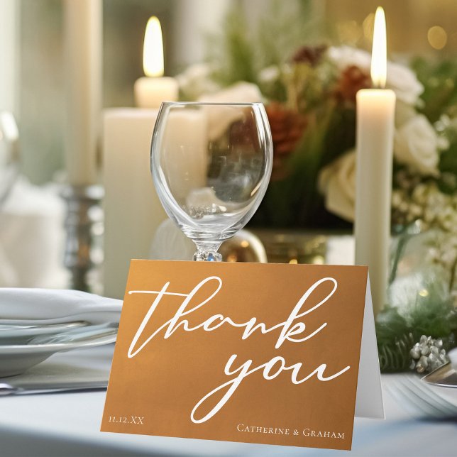 Cartão De Agradecimento Casamento de outono de Tipografia Dourada russa (Criador carregado)