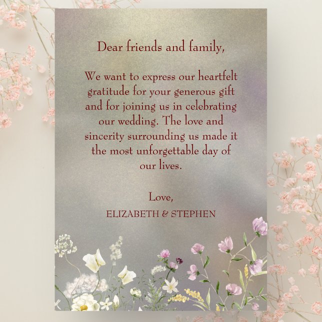 Cartão De Agradecimento Casamento de outono Floral Elegante - Obrigado Car (Criador carregado)