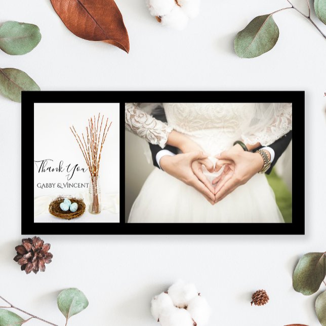 Cartão De Agradecimento Casamento de Ovos de Pássaros Pussy Willows Obriga (Criador carregado)