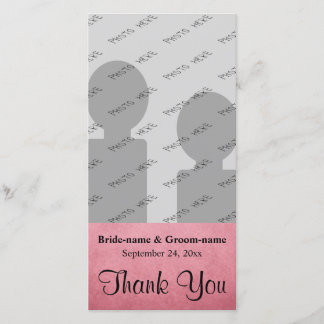 Cartão De Agradecimento Casamento de Padrão Rosa-Rosa-Escuro Obrigado