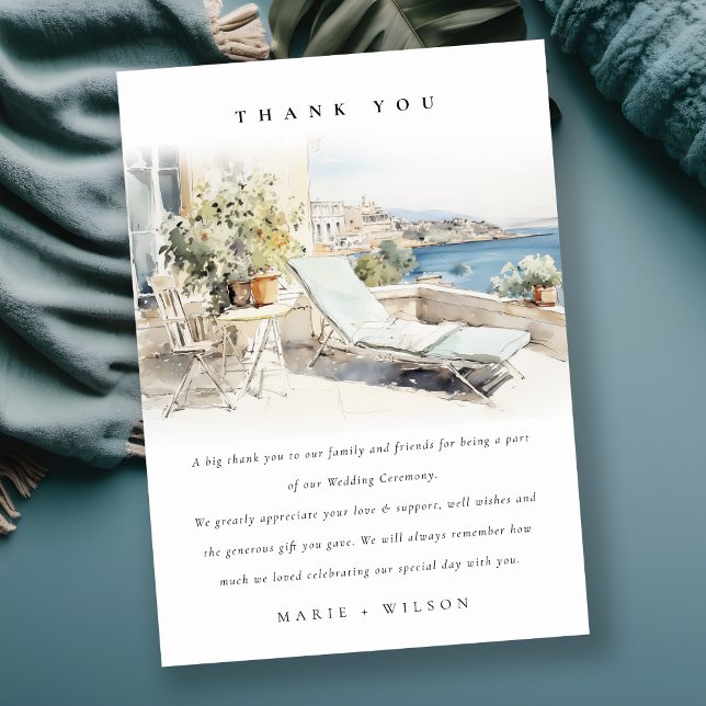 Cartão De Agradecimento Casamento de Paisagem de Grécia Curfu (Criador carregado)