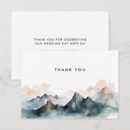 Cartão De Agradecimento Casamento de Paisagem de Montanha de Aquarela Mode