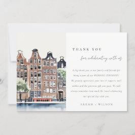 Cartão De Agradecimento Casamento de Paisagem do Canal de Amesterdã