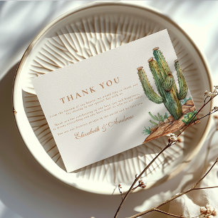 Cartão De Agradecimento Casamento de Paisagem do Deserto Cactus Watercolor