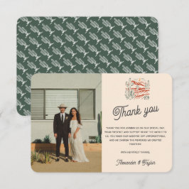 Cartão De Agradecimento Casamento de Paisagem do Deserto de Saguaro Cactus