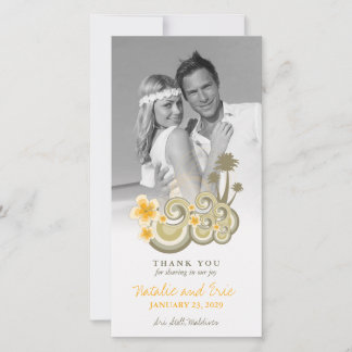 Cartão De Agradecimento Casamento de Palmeiras de Hibiscus Palm Amarelo de