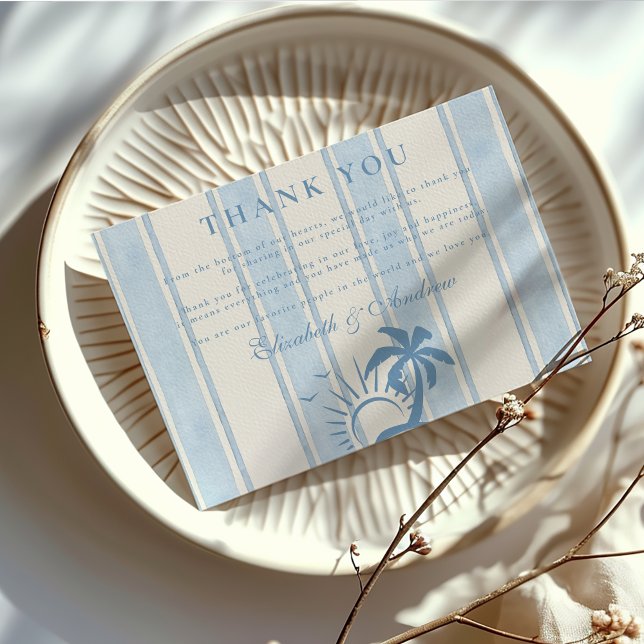 Cartão De Agradecimento Casamento de palmeiras desenhadas à mão náutica (Criador carregado)