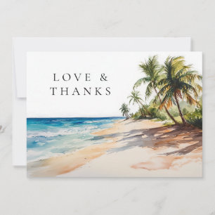 Cartão De Agradecimento Casamento de Palmeiras na Praia Tropical Foto