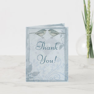 Cartão De Agradecimento Casamento de Pássaros Azuis Obrigado