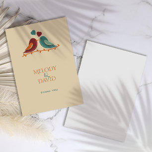 Cartão De Agradecimento Casamento de Pássaros de Amor