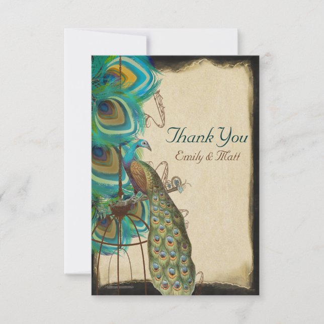 Cartão De Agradecimento Casamento de Pássaros Musical em Pássaros Agradece (Frente)