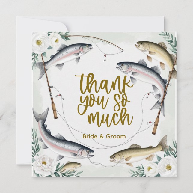 Cartão De Agradecimento Casamento de peixes temático para amantes da pesca (Frente)