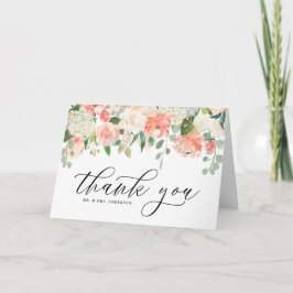 Cartão De Agradecimento Casamento de Peony e Hydrangea, Ivory Peach