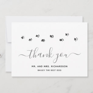 Cartão De Agradecimento Casamento de Pet Personalizado em Prata Moderna