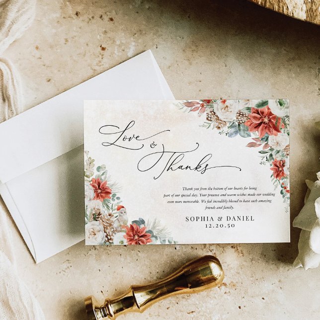 Cartão De Agradecimento Casamento de Pinecone Vermelho Inverno Obrigado Ca (Criador carregado)