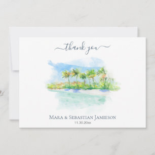 Cartão De Agradecimento *~* Casamento de pintura Tropical de Praia Exótic