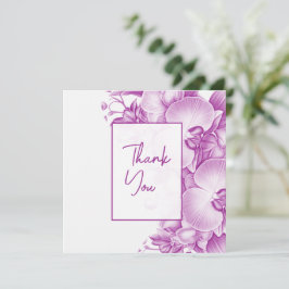 Cartão De Agradecimento Casamento de Plum e Orquídeas Brancas