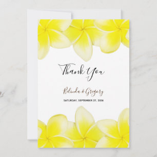 Cartão De Agradecimento Casamento de Plumeria Frangipani Amarela
