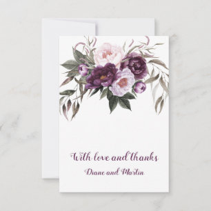 Cartão De Agradecimento Casamento De Povos Rosa De Roxo Obrigado