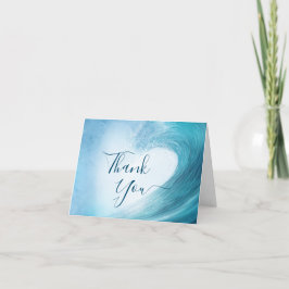 Cartão De Agradecimento Casamento de praia de fotos da Onda do Oceano Eleg
