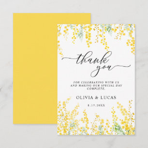 Cartão De Agradecimento Casamento de primavera Floral Ouro Russo de Mimosa