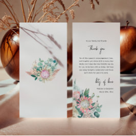 Cartão De Agradecimento Casamento de Protea com Grama de Pampas e Eucalipt