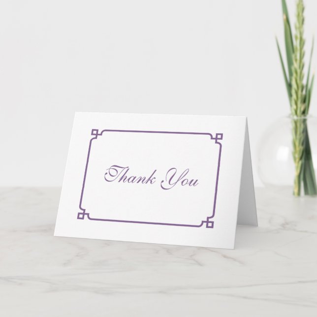 Cartão De Agradecimento Casamento De Quadrinhos De Deco Roxo Obrigado (Frente)