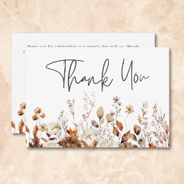 Cartão De Agradecimento Casamento de Quadro Floral Neutro de Queda Moderna