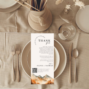 Cartão De Agradecimento Casamento de Queda de Montanha com Código QR