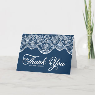 Cartão De Agradecimento Casamento de rendas botulínicas da Brocade Elegan