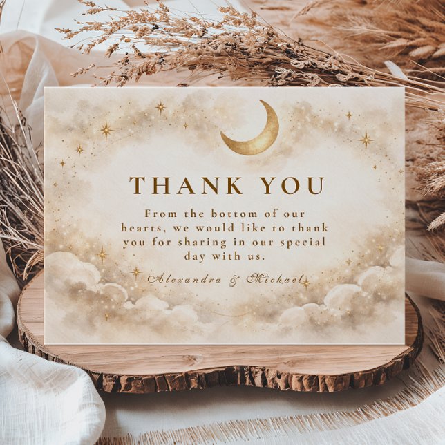 Cartão De Agradecimento Casamento de Romance Celestial Atemporal (Criador carregado)