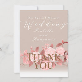 Cartão De Agradecimento Casamento de Rosa Chic Elegante