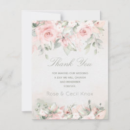 Cartão De Agradecimento Casamento de Rosa de Blushing