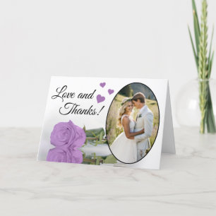 Cartão De Agradecimento Casamento de Rosa Lilac Purple Elegante e Obrigado