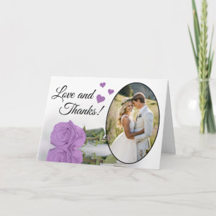 Cartão De Agradecimento Casamento de Rosa Lilac Purple Elegante e Obrigado