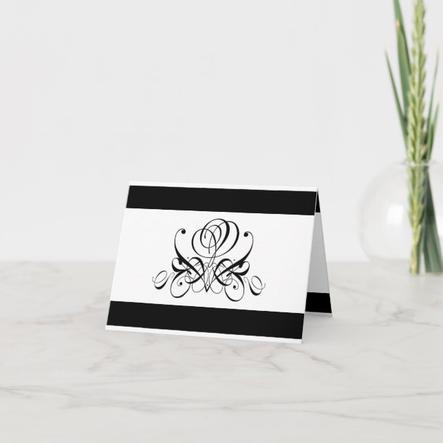 Cartão De Agradecimento Casamento de Rosa preto para caligrafia (Frente)