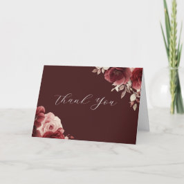 Cartão De Agradecimento Casamento de Rosas Burgundy Vintage