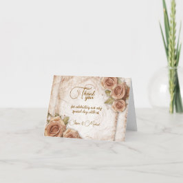 Cartão De Agradecimento Casamento de Rosas de cor suave
