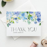 Cartão De Agradecimento Casamento de Rosas de marfim e Hydrangeas azuis<br><div class="desc">Envie seu obrigado a convidados e clientes com este obrigado personalizável que você dobrou. Apresenta a cor-de-água azul e as drangas roxas, rosas de marfim e verde. Personalize este cartões de agradecimentos floral adicionando seus próprios detalhes de evento. Este cartões de agradecimentos de hydrangea é perfeito para casamentos de inverno...</div>