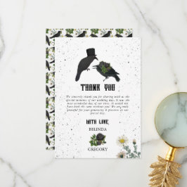 Cartão De Agradecimento Casamento de Rosas Negras do Halloween