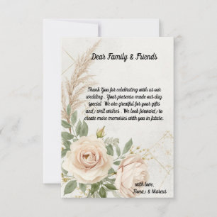 Cartão De Agradecimento Casamento de Rosas Rustic Clássico