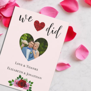 Cartão De Agradecimento Casamento de Rosas Vermelhas e Rosa