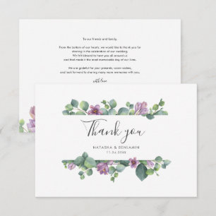 Cartão De Agradecimento Casamento de Script Botânico Eucalyptus