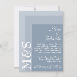 Cartão De Agradecimento Casamento de Script Chic Moderno Simples Dusty Blu