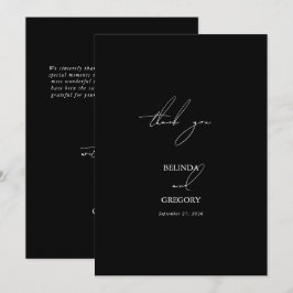 Cartão De Agradecimento Casamento de Script de Assinatura de Caligrafia Pr