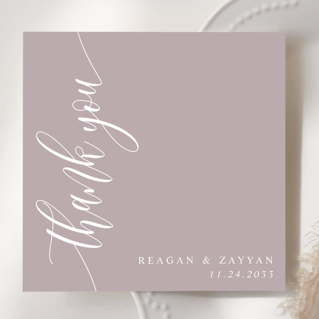 Cartão De Agradecimento Casamento de Script de Caligrafia de Lavanda Dusty (Criador carregado)