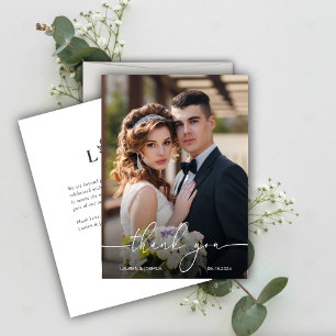 Cartão De Agradecimento Casamento de Script de Foto Monograma