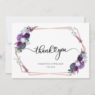 Cartão De Agradecimento Casamento de Script Floral de Watercolor