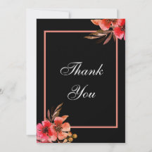 Casamento de Script Floral Romântico Laranja Negro