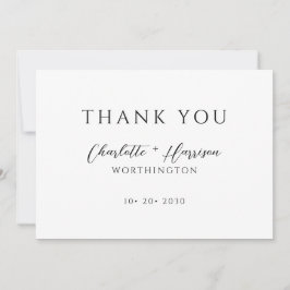 Cartão De Agradecimento Casamento de Script Manuscrito Moderno Minimalista